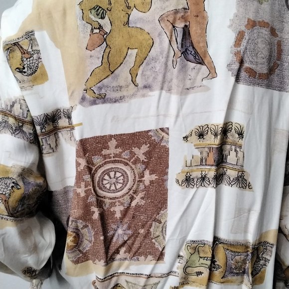 Vintage Alessandra Light Open Cardigan Cover Up Rome Theme Size L Relaxed - Picture 14 of 16